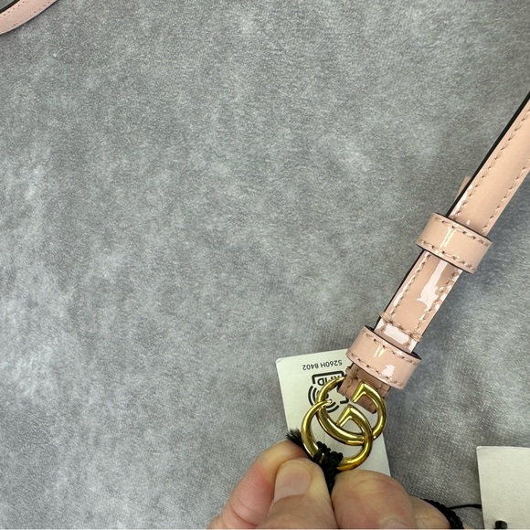 Gucci Slim Patent Powder Pink Leather Marmont Double G Belt 707327 105/42 - Picture 9 of 11